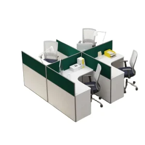 Modern Cubicle Desks Wood Office Desks for 4 Peoples