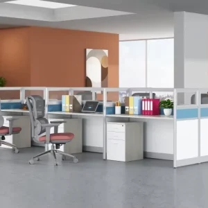 Modern Cubicles Commercial Office Desk Work Station with MDF and Solid Wood Modular Storage Cabinet