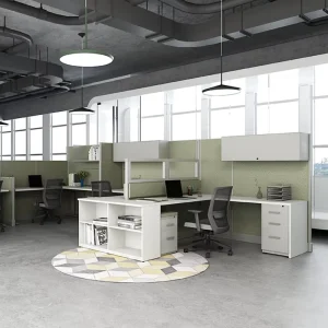 Modern Cubicles Office Workstation Partition for Home Office School with Material Melamine Fabric Aluminium Metal Frame