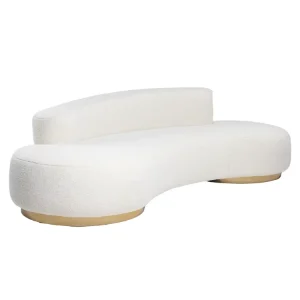 Modern Curved Boucle Sofa with Gold Stainless Steel Base for Living Room Hotel OEM Custom