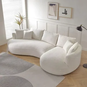 Modern Curved Compressed L-Shaped Corner Sofa Set with Fabric and Foam Apartment-Friendly in Box