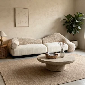 Modern Curved Couch with Metal Legs Solid Wood Frame HD Foam Custom Fabric Size for Living Room Hotel