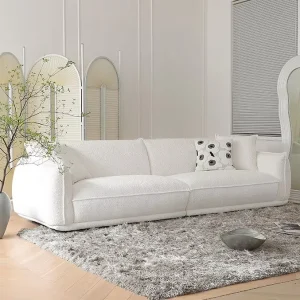 Modern Curved Fluffy Apartment Sofa Living Room Lounge 2 3 4 Seater Loveseat Eco Friendly Upholstered Minimalist Sofa Set