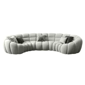 Modern Curved Modular Sofa Bubble Tufted Velvet Olive Green Cloud Sectional Living Hotel OEM Custom