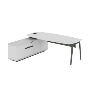 Modern Curved Oval Executive Desk Zero Formaldehyde Eco Powder Coated MDF Built in Desktop Cable Trough File Drawer Office