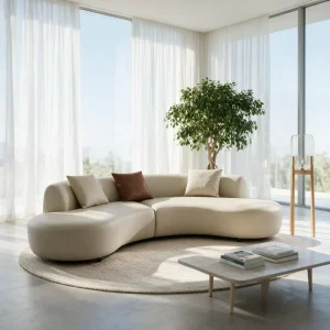 Modern Curved Sofa Fabric Upholstered Irregular Sectional Couch Living Room Hotel Lounge Furniture