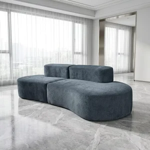 Modern Curved Sofa Set Nordic Designer Minimalist Living Room Sofa Luxury Fabric Arc shaped Sofa for Villa Hotel