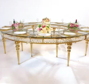 Modern Curved Stainless Steel S Shape Serpentine Tempered Glass Table for Outdoor Hotel Dining Park Weddings Events
