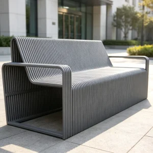 Modern Curved Tube Aluminum Outdoor Sofa Bench Public Park Leisure Bench Weatherproof Patio Lounge Seating Gym
