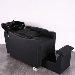 Modern Custom Black Wooden Barber Shop Chair for Beauty Salon Hair Washing Shampoo Furniture Equipment