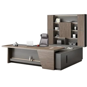 Modern Custom Design Large Executive Workstation Durable High Grade Wooden L Shaped Steel Eco Friendly President CEO Desk