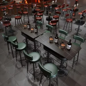 Modern Custom High Top Bar Table and Stool Set Durable Stylish Lounge Pub Nightclub Booth Sofa Seating