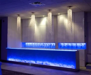 Modern Custom LED Curved Bar Counters for Home Bar Mall Night Club & Restaurant Luxury Lounge Furniture with 10 Year Warranty