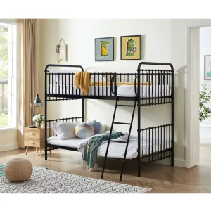 Modern Custom Metal Bed Frame Double Deck Bunk Bed for Kids Girls Bedroom Furniture
