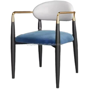 Modern Custom Restaurant & Hotel Dining Room Chairs Soft Fabric Wood Leg with Metal Arm Home Furniture for Outdoor Use