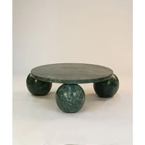 Modern Custom Side Table Low Round Table for Living Room Indian Green Marble Side Table