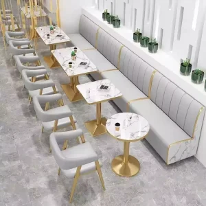 Modern Custom Sillas Para Restaurante Table and Gold Metal Frame Chairs Restaurant Furniture