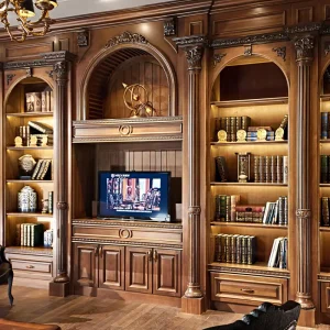 Modern Custom Solid Wood Bookcase for Home Library Office & Study Room Whole House Antiqued Library Bookshelf Decor
