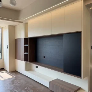 Modern Custom TV Cabinet Media Wall Unit with Built-in Storage Floating Entertainment Center for Living Room