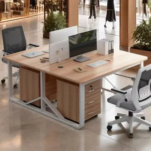 Modern Customizable Eco Friendly Computer Desk Wooden Office Workstation with Partition Cabinet & Drawer
