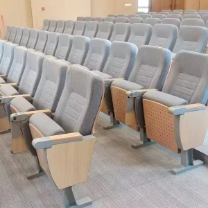 Modern Customizable Fabric Auditorium Seat Folding Movie Theater Chair with Table Board Public Cinemas Seating