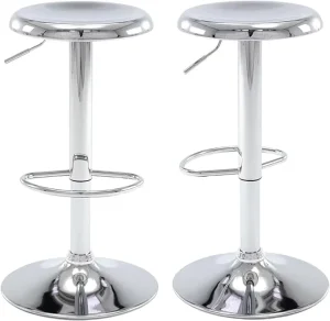 Modern Customizable Stainless Steel Bar Stools Adjustable Swivel Height Counter Backless Design Kitchen Island Pub