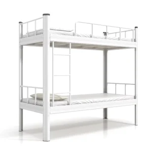 Modern Customizable Student Double Bunk Bed with Wooden Metal Frame for Home Apartment Bedroom School Dormitory Hotel