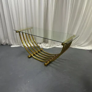 Modern Customized Glass Roof Restaurant Hotel Banquet Wedding Mirror Glass Stainless Steel Sweetheart Cake Table