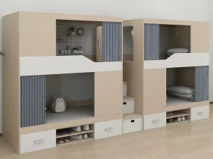 Modern Customized Metal Capsule Bunk Bed for Apartment School Dormitory Student Double Bed with Storage Drawers and Ladder