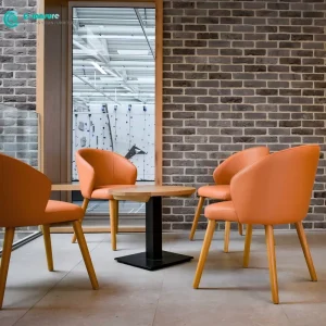 Modern Customized Retro Western Restaurant Furniture Hotel Restaurant Sets Solid Wood Sofa Set and Chair with Coffee Table Set