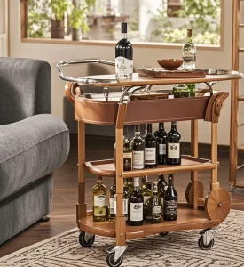 Modern Decorative Barenia Drinks Trolley Golden Metal Bar Cart for Home Hotel Living Room