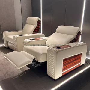 Modern Deluxe VIP Sofa for Home Cinema Wood Furniture with Refrigeration Lights for Theater School or Villa Hall
