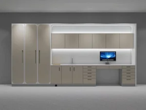 Modern Dental Office Cabinet Set with Tall Storage Cabinet Sink and Computer Workstation