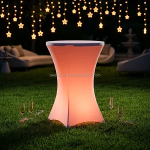 Modern Design 110cm High Plastic Illuminated Circular High Top Cocktail bar Table Suitable for Outdoor Gatherings