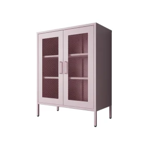 Modern Design 2 Mesh Door Metal Living Room Cabinets Extendable Furniture Display for Bedroom Application