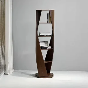Modern Design 360 Swivel Bookshelf 5 Tier Rotating Bookcase Wooden Corner Display Shelf Unit for Living Room