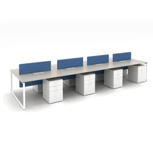 Modern Design 8 Seater Metal Commercial Office Desk Workstations Extendable Knocked down Structure Wood Tabletop ISO Certified