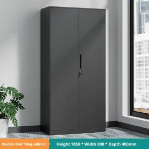 Modern Design Adjustable Black Double Door Steel Filing Cabinet with Key Lock for Home Office and Hotel Archives