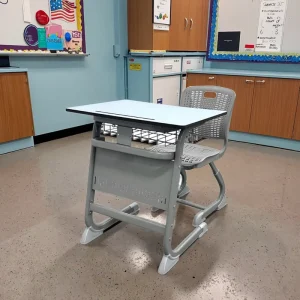 Modern Design Adjustable School Furniture Set Steel HPL Desktop Student Desk Chair PP Plastic 3-Year Warranty ISO