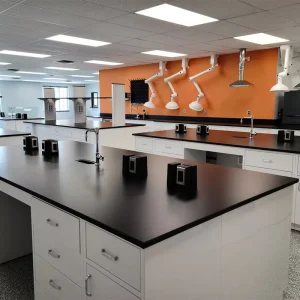 Modern Design All Steel Laboratory Furniture Phenolic Resin Top School Hospital Benchtops for Computer Room and Science Lab Desk