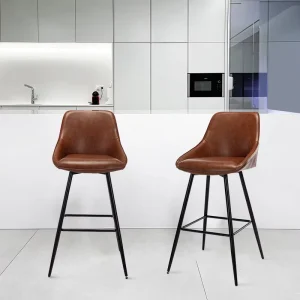 Modern Design Bar Stools Comfortable Brown Pu Leisure Bar Chair With Footrest