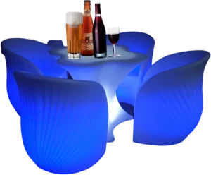 Modern Design Bar Tables and Chairs LED Outdoor Waterproof Glow Plastic Bar Stool Hire for Outdoor Events