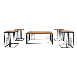 Modern Design CT 242 1+4 Squared Board Coffee Table Set Black Metal Furniture for Living Room
