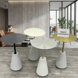 Modern Design Cement Concrete Base Mesa Auxiliar De Cafe Corner Round End Side Coffee Table for Living Room