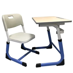 Modern Design Classroom Furniture Student Used Study Tables and Chairs with Height Adjustable Top Wood Material