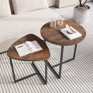 Modern Design Combination Bed Side Table Wooden Coffee Table Set Decorative Home Furniture for Living Room Sofa Metal