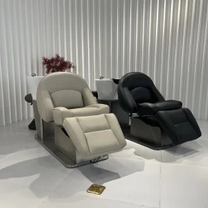Modern Design Comfortable Portable Salon Shampoo Chair New Head Spa Shampoo Bed with Waterfall Massage and Therapy Ceramic Basin