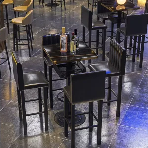 Modern Design Commercial Bar Nightclub Furniture Set Contemporary Cocktail Bistro Pub Storable Easy Clean High Table and Chairs