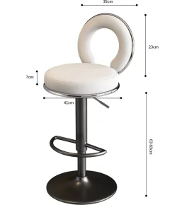 Modern Design Commercial Grade Bar Metal Chair with Leather Cushion Round Backrest Rotating Lift Mechanism