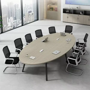 Modern Design Commercial Office Table Durable Meeting Desk with Wood Panel for Conference Room 12 Seater Factory Supply